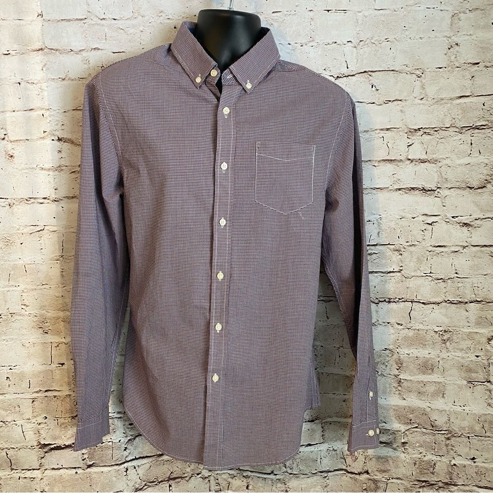 Jach’s New York Madison Fit Long Sleeve Collared Button Down Red White Blue Med